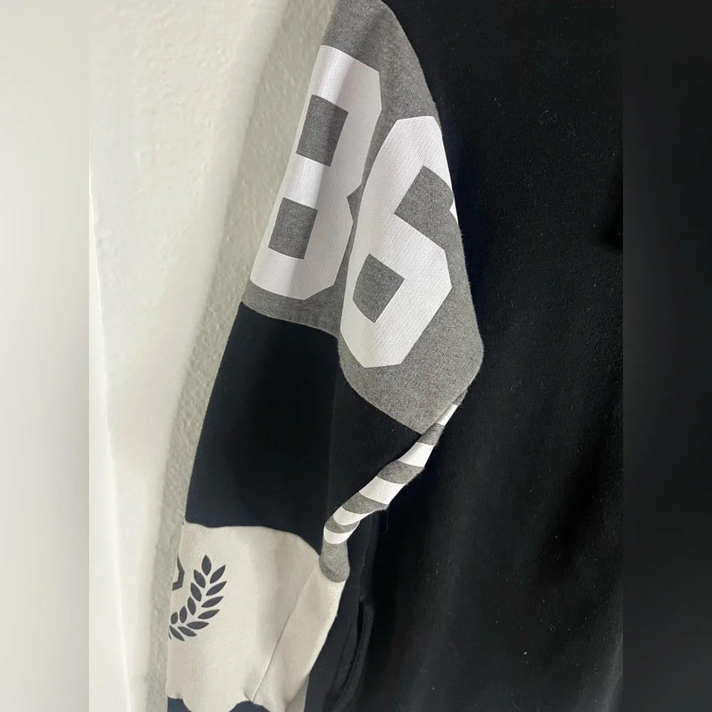 PINK Victoria’s Secret 🐶 Colorblock Hoodie 🖤 Gray White Pullover – XS - Picture 2 of 5